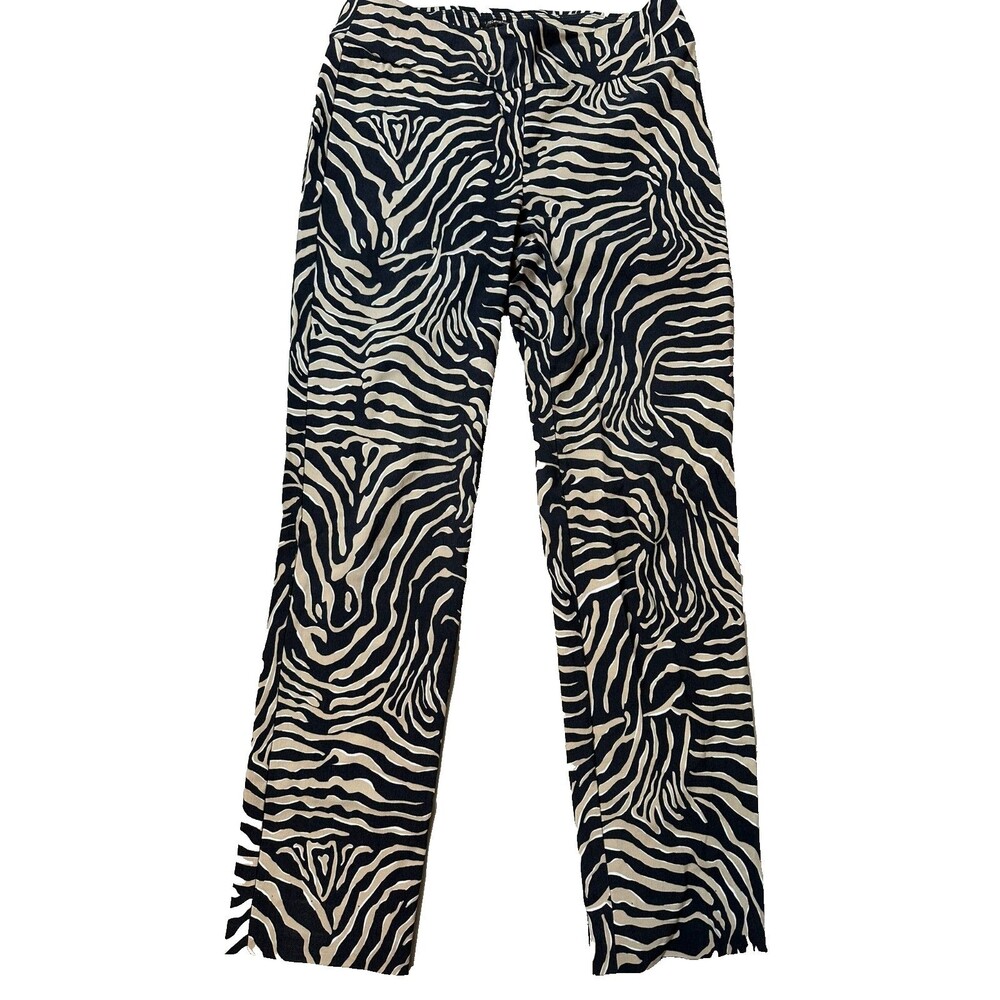 J. McLaughlin Cropped Zebra Print Pants Low Rise Indie Sleaze 90s Tuscan Mom 4